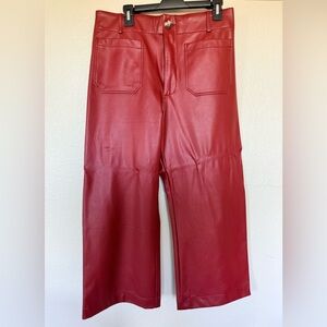 Maeve Red Faux Leather Pants